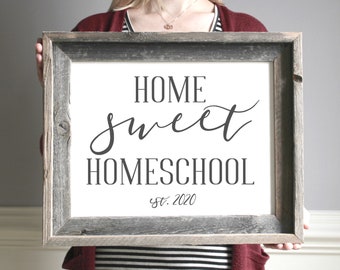 HOME SWEET HOMESCHOOL Classroom Sign, Hanging Wooden Home Sign, Homeschool Classroom Decor, Family Room Sign, Rustic Farmhouse Style Decor