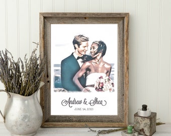 Watercolor Couple Portrait from Photo, Custom Wedding Anniversary Gift for Wife Husband Parents, Engagement Gift for Friend, Unique Wall Art