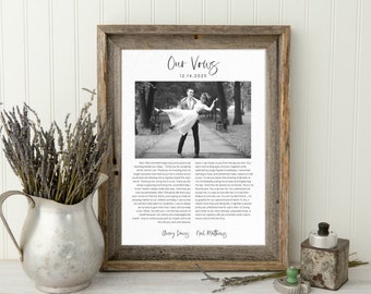 Framed Wedding Vows, Custom Framed Wedding Vows with Photo Print, Wedding Gift, Gift for Husband, 1st Anniversary Gift, Gift for Wife