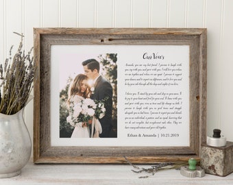 Voeux de mariage encadrés, voeux de mariage encadrés personnalisés avec impression photo, cadeau de mariage, cadeau pour mari, cadeau de 1er anniversaire, cadeau pour femme