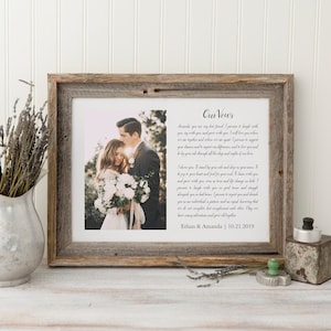 Framed Wedding Vows, Custom Framed Wedding Vows with Photo Print, Wedding Gift, Gift for Husband, 1st Anniversary Gift, Gift for Wife image 1