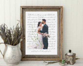 First Dance Lyrics, 1st Year Anniversary Gift for Wife, Wedding Song Lyrics with Photo, Wedding Gift for Her, Paper Anniversary, Wall Art