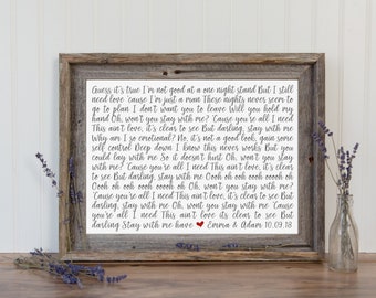 Wedding Song Lyric Art Anniversary Gift for Him Custom Song Lyrics Wall Art Anniversary Gift for Wife Personalized Gifts for Couple