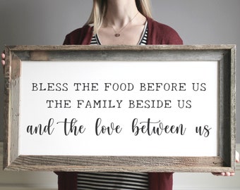 Dining Room Sign | Bless the Food Before Us Sign | Dining Room Wall Decor | Sign for Kitchen | Farmhouse Wall Decor | Kitchen Wood Sign