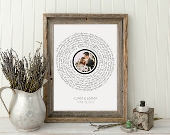 Gift for Her Valentine's Day Gifts for Her Framed Wedding Song Lyrics Custom Lyrics With Photo Print Song Lyric Print Fifth Year Anniversary