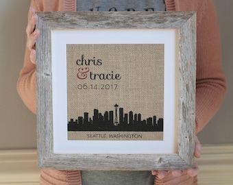 Nashville Skyline Wedding Gift | Custom Skyline | Personalized Wedding Gift | Engagement Gift for Couple | Framed Nashville Wall Art