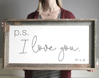 P.S. I Love You Sign, Master Bedroom Wall Decor, Bedroom Sign, Bedroom Wall Decor, PS I Love You Gallery Wall, Anniversary Gifts for Him