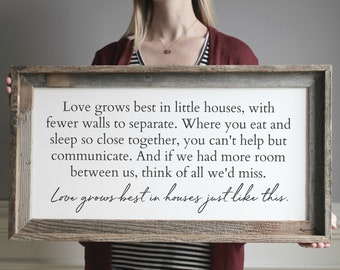 Love Grows Best In Little Houses Farmhouse Wood Sign Farmhouse Style Little Houses Sign Housewarming Gift Fixer Upper Style Farmhouse Decor