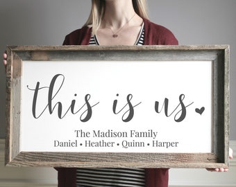 Unique Gifts for Her Wood Sign 5th Anniversary Gift for Wife Framed This is Us Sign Farmhouse Decor Family Sign Farmhouse Sign Adoption Gift