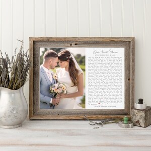 Framed Wedding Song Lyrics, Your Wedding Song, Wedding Vows Couples Song, Anniversary Gift, Couples Gift, First Song Sign, Wedding