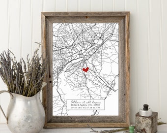 Where We Met Map, Husband Gift for him Boyfriend Gift, Personalized Couples Gift, Custom Map, First Date Memory Map, Where It All Began