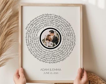 Custom Wedding Song Lyric Print with Photo - Anniversary Gift