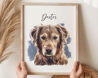 Custom Watercolor Portraits Using Pet Photo Personalized Digital Dog Portraits Cat Portraits Custom Dog Portraits Custom Pet Memorial Art
