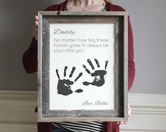 Daddy's First Father's Day Gift DAD Father’s Day Wood Sign DIY Handprint Sign Gifts for Dad Child’s Handprint Sign For Grandpa From Daughter