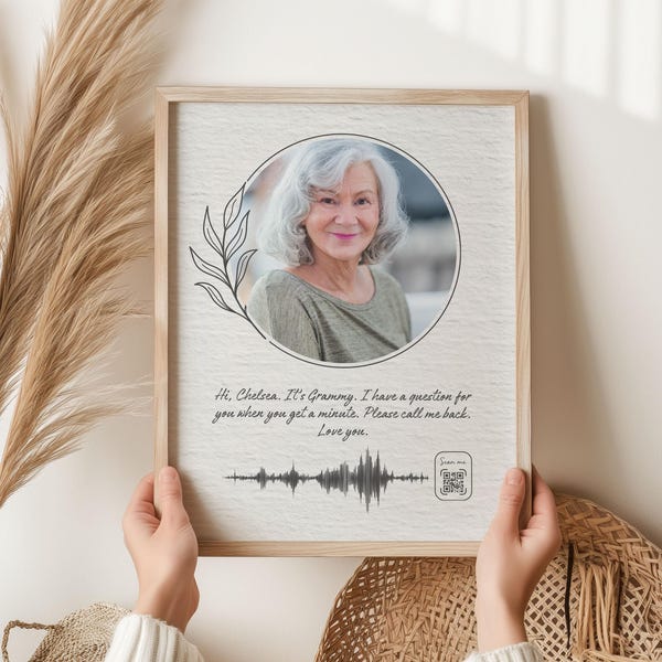 Voice Recording Gift for Mothers Day Soundwave Art Memorial Voicemail Gift QR Code Gift Sound Wave Art Voicemail Gift for Mom Self Care Gift
