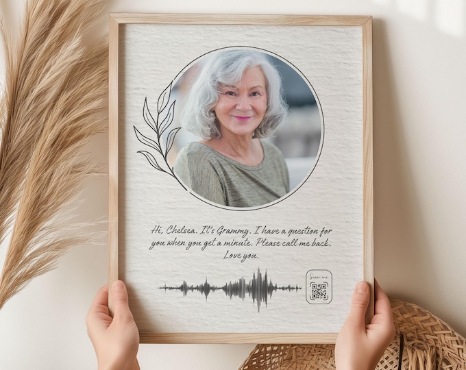 Voice Recording Gift for Mothers Day Soundwave Art Memorial Voicemail Gift QR Code Gift Sound Wave Art Voicemail Gift for Mom Self Care Gift