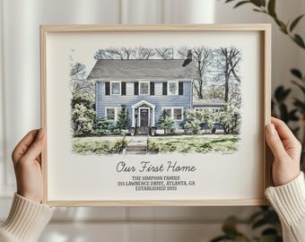 Custom Portrait Gift Home Portrait house painting housewarming gift home sweet home sign watercolor home house portrait realtor gift