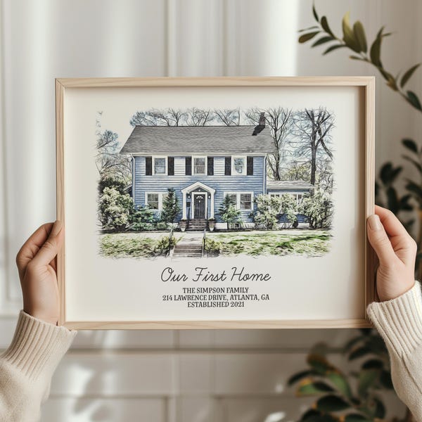 Custom Portrait Gift Home Portrait house painting housewarming gift home sweet home sign watercolor home house portrait realtor gift