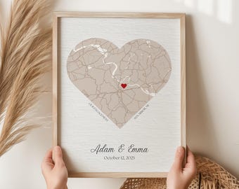 Personalized Engagement Gift for Couple Custom Love Map Print Proposal or Wedding Map Gift Custom Anniversary Present