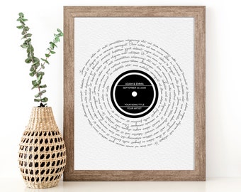 Unique Anniversary Gift for him, Romantic Gift for husband Gift for boyfriend, Husband Anniversary Gift for Her Wedding song lyrics wall art