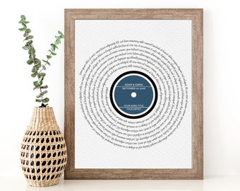 1st Anniversary Gift for Husband, Christmas Gift from Wife, First Dance Lyrics, Paper Anniversary Gift for Him