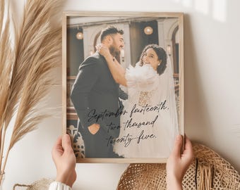 Personalized Wedding Photo Gift Custom 1st Anniversary Gift Paper Anniversary Print Sentimental Wedding Gift Engagement Photo Wedding Date