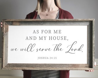 As For Me And My House We Will Serve The Lord, Scripture Wall Art, Farmhouse Sign, Christian Wall Art, Bible Verse Sign, Entryway Decor