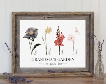 Gifts for Mom Mothers Day Gifts For Grandmother Grandmas Bouquet Grandma Gift Personalized Family Gift for Grandparent Grandkid Birth Month