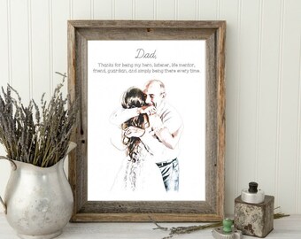 UNFRAMED PRINT ONLY Personalized Dad Portrait