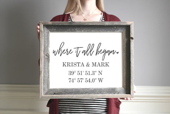 Where It All Began Sign Custom Coordinates Wood Sign Latitude Longitude Sign Personalized Signs 5th Anniversary Valentines Day Gift for him