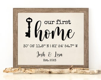 Realtor Gift | Personalized Home Sweet Home GPS Coordinates Sign | Family Last Name Housewarming Gift Sign