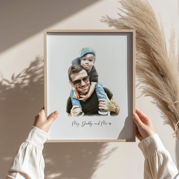 Personalized Dad Gift Family Portraits New Dad Gift Watercolor Custom Portrait From Photo Personalized Gifts Father's Day Gift for Christmas