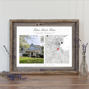 Our First Home Map Housewarming Gift, Custom Home Map With Photo First Home Gift, First Home Map Print New Home Gift