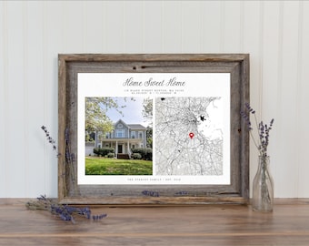 Our First Home Map Housewarming Gift, Custom Home Map With Photo First Home Gift, First Home Map Print New Home Gift