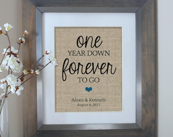 One Year Down Burlap Print, 1 Year Anniversary Gift, Gift for Husband, Gift for Wife 1st Anniversary Gift for Husband, Wedding Anniversary