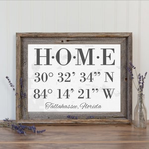 Housewarming Gift, New Home Housewarming Gift, Our First Home, House Warming Gift, Latitude Longitude Sign Address Sign, Gift for mom image 2