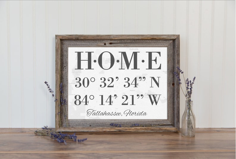 Housewarming Gift, New Home Housewarming Gift, Our First Home, House Warming Gift, Latitude Longitude Sign Address Sign, Gift for mom image 2