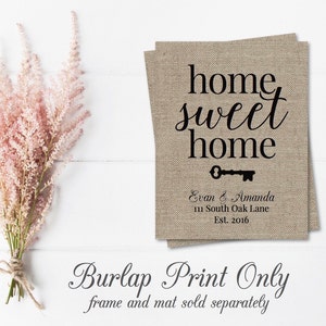 Housewarming Gift Burlap Print Our First Home House Warming Gift Personalized Address Sign New Home Gift New Homeowner New Home Housewarming image 3