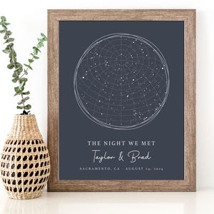 Custom star map by date Star map night sky Personalized constellation map Night sky by date Engagement gift for him and her