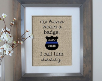 Fathers Day Gifts, Thin Blue Line, Gift for Dad from Kids, Fathers Day Gift for Dad or Mom, Birthday Gift for Dad, Police Officer Gift