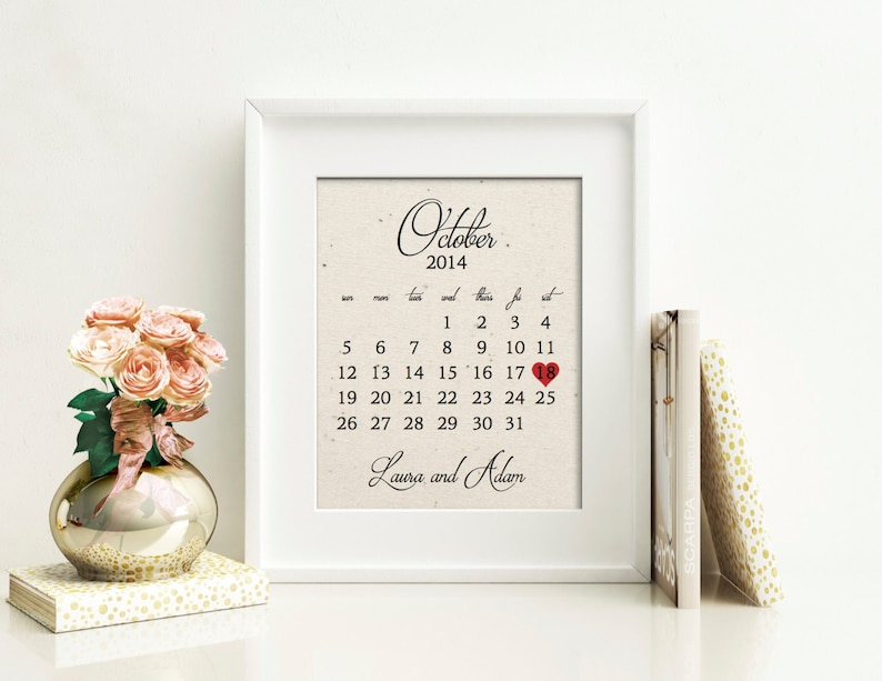 Wedding Calendar Cotton Wedding Anniversary Gift 2 Year Etsy