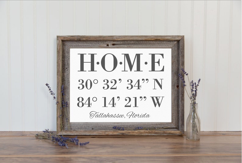 Housewarming Gift, New Home Housewarming Gift, Our First Home, House Warming Gift, Latitude Longitude Sign Address Sign, Mothers Day Gift image 1