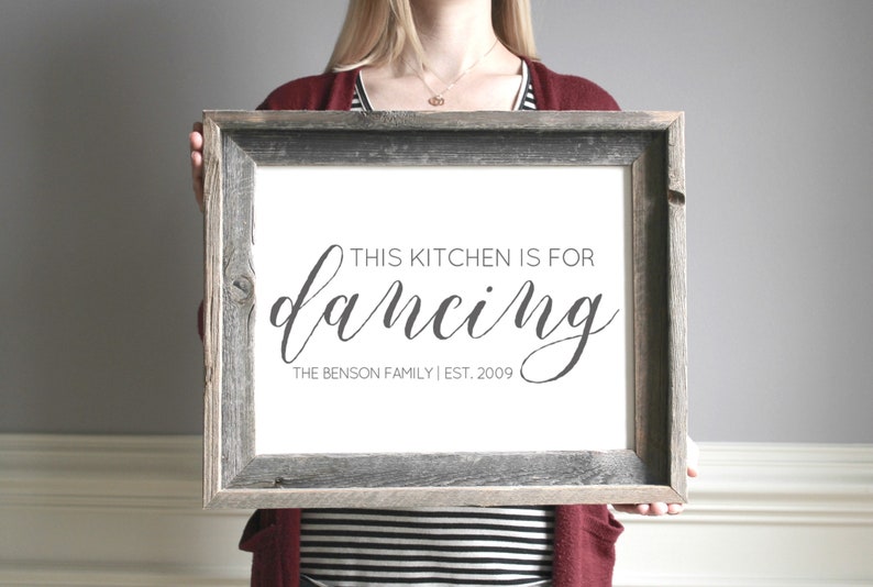 This Kitchen is for Dancing Kitchen Sign Rustic Kitchen Sign Kitchen Dance Sign Framed Kitchen Sign Wood Sign Personalized Gift for Mom image 2