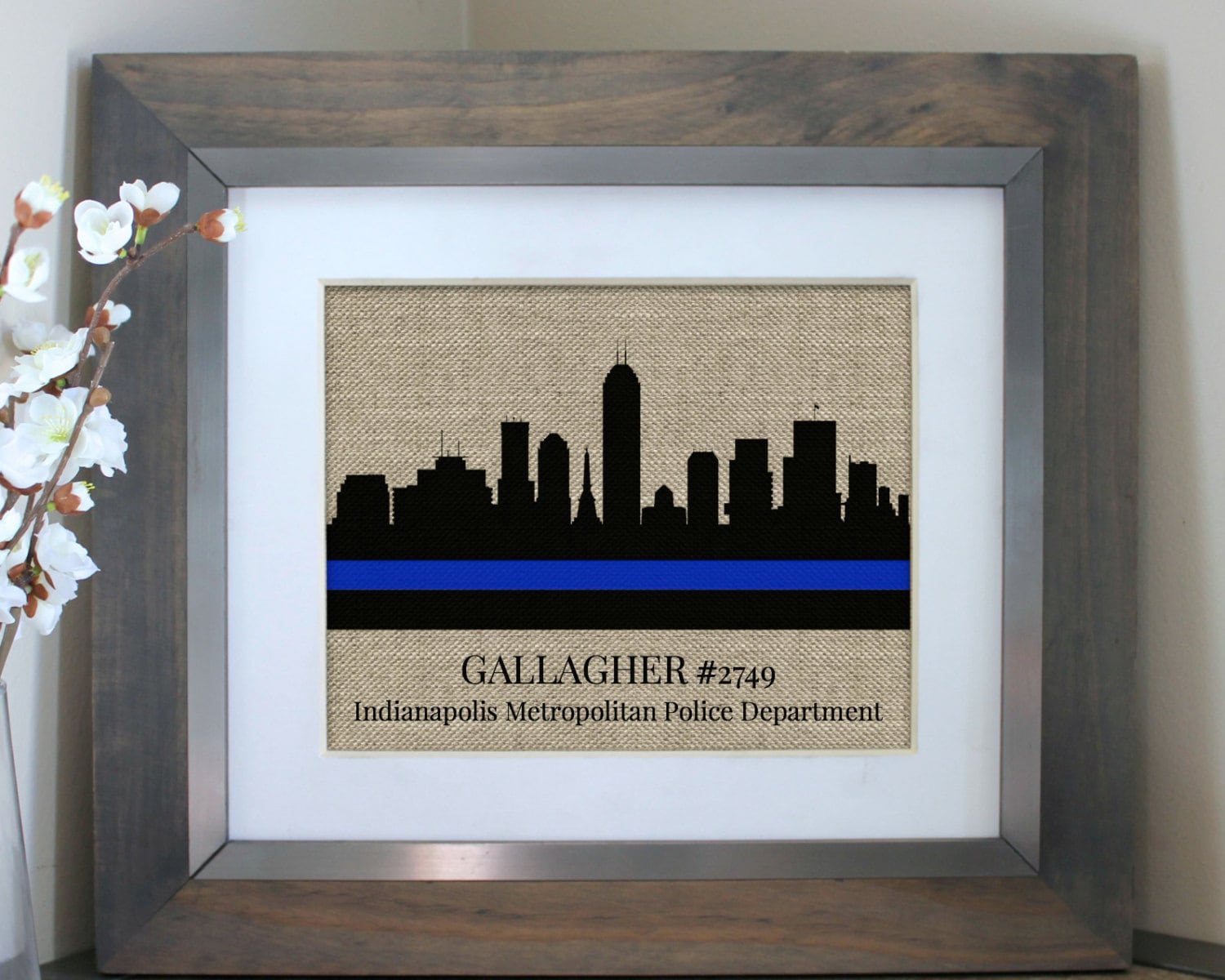 Police officer gift CHICAGO skyline policewoman poster retirement gift PERSONALIZED Policeman-woman Gift