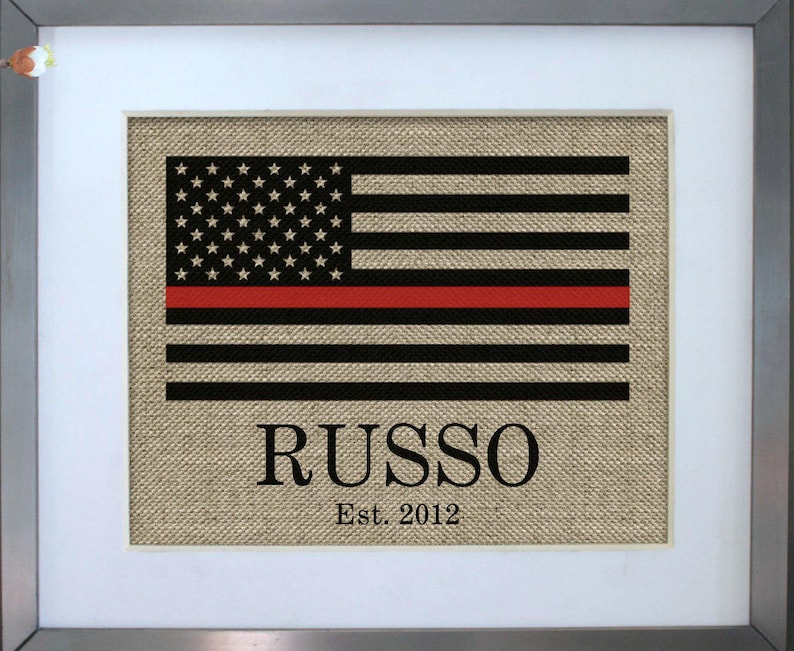 Regalo de bombero / Regalo de bombero / Línea roja delgada / Regalo de bombero / Esposa de bombero / Estampado de arpillera / Regalo del Día del Padre / Papá bombero imagen 3