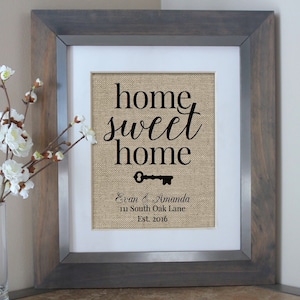 Housewarming Gift Burlap Print Our First Home House Warming Gift Personalized Address Sign New Home Gift New Homeowner New Home Housewarming image 2