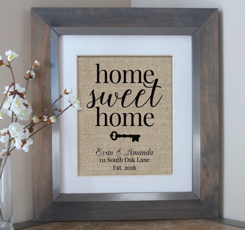 Housewarming Gift Burlap Print Our First Home House Warming Gift Personalized Address Sign New Home Gift New Homeowner New Home Housewarming image 2