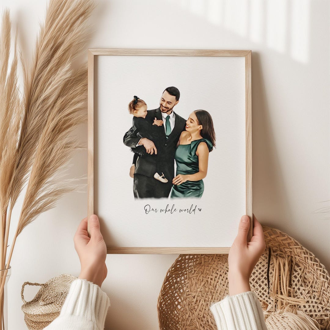 Custom Family Portrait From Photo, Personalized Watercolor Portrait ...