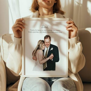 Personalized Father's Day Gift Best Father and Daughter Family Portrait Father of the Bride Gift from Daughter Parent Gift from Daughter