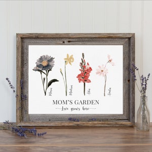 Mothers Day Gift For Grandmother Grandma's Garden Custom Grandkids Birthday Month Flowers Print, Personalized Family Gift For Grandparent EP image 5